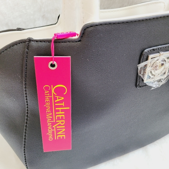 Catherine Malandrino Black White Satchel Bag *NWT* - Picture 8 of 10